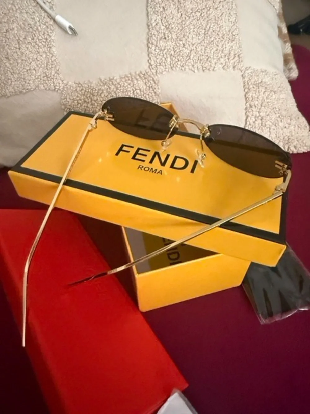 Fendi First Crystal Sunglasses with Gold Temples